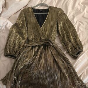Bardot Gold Metallic Wrap Dress